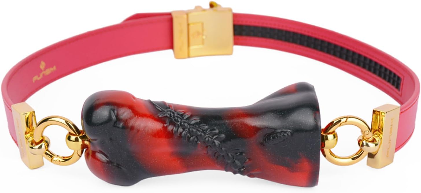 Silicone Dog Bone Gag Strap On Bondage Gags Mouth Plug - Leather Bondage Restraints Toys Open Mouth Gag BDSM Pet Bone Bite Gags Adult Sex Toy (Pink)