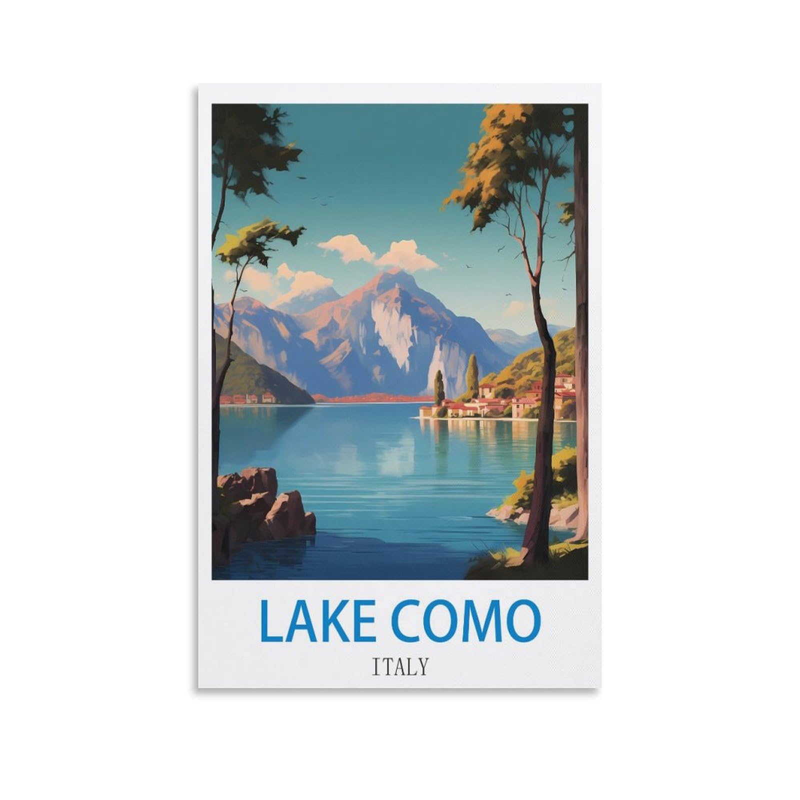 Fzyuen Unframe-Style Lake Como Italy Vintage Travel Posters 08X12inch(20X30cm) Canvas Wall Art Prints For Wall Decor Room Decor Bedroom Decor