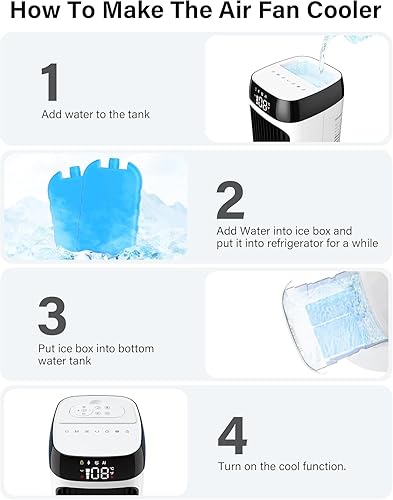 Miniatura 5 de JRD Enfriador de aire de 41 pulgadas para dormitorio, oficina, habitación grande, enfriador de aire evaporativo portátil con paquetes de hielo,