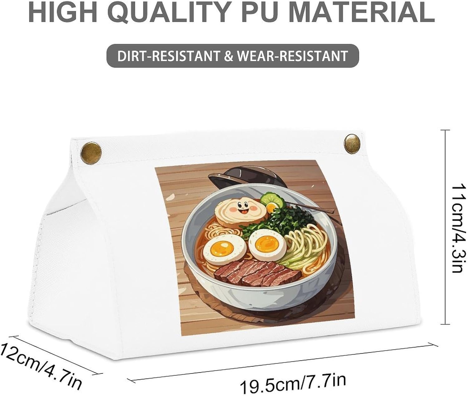 Decorative PU Tissue Paper Holder Japanese Ramen Printed Tissue Box Cover Napkin Tissues Organizer Home Decor for Bathroom Night Stands Desk Car Dining Table image 2