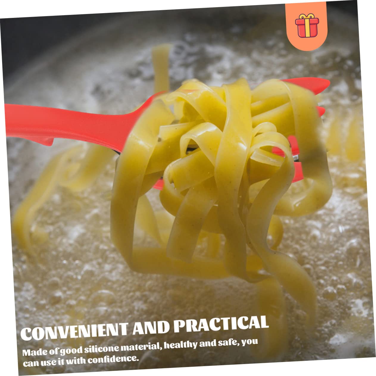 DECHOUS 2Pcs Large Silicone Cooking Fork Noodle Pasta Forks for Kitchen Use Nonstick and Easy to Store for Salad Spaghetti and Cooking Tasks