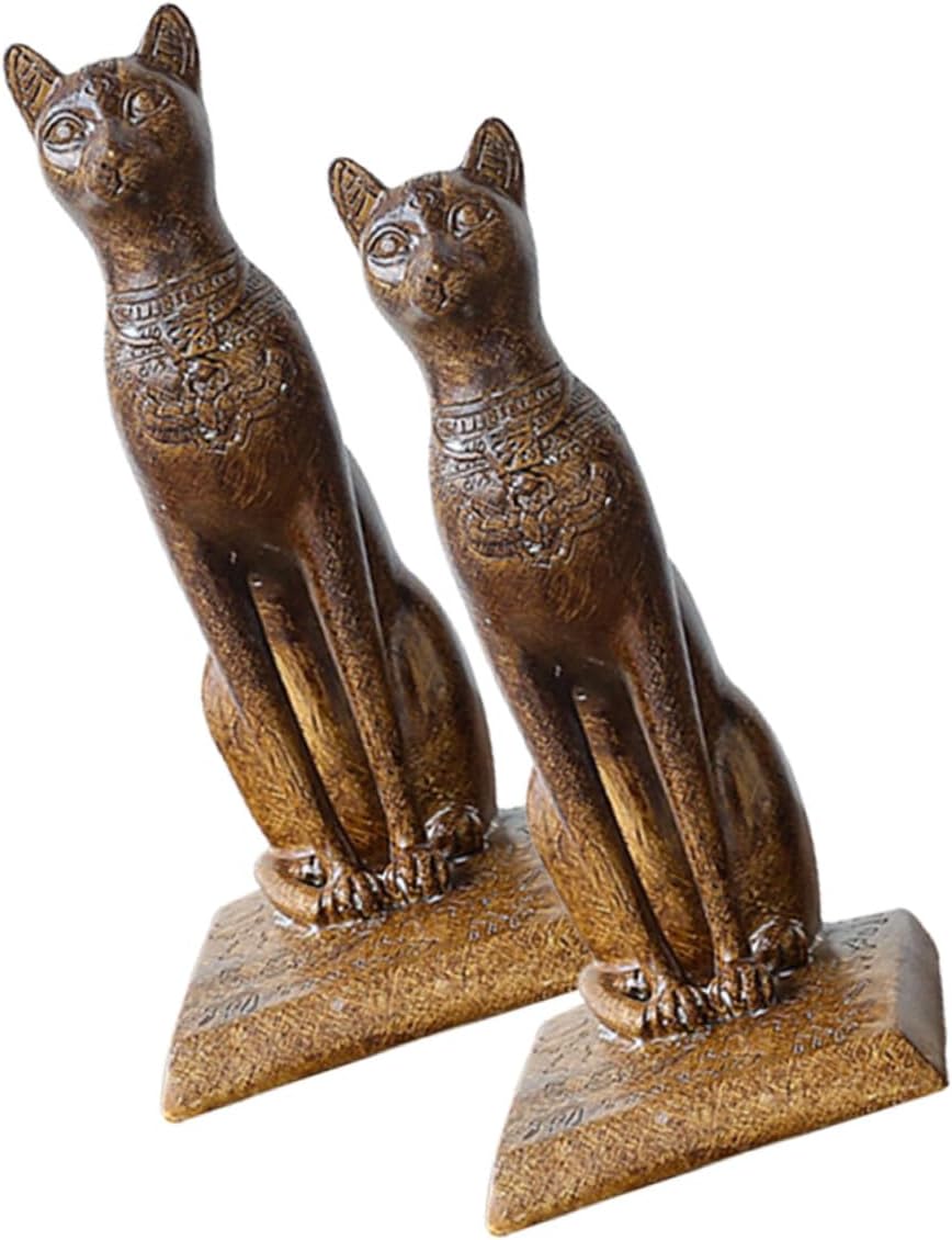 LIFKOME Unique Book Holders Egyptian Cat Bookends Resin Bookend Decorative Book End Office Supplies
