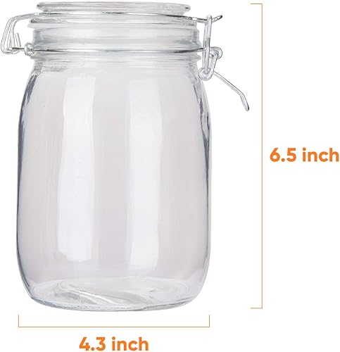 Miniatura 2 de Tarros de vidrio para almacenamiento de cocina con tapas, recipiente de vidrio hermético de 32 onzas con tapa con bisagras, perfecto para conservas