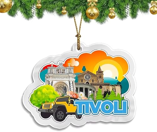 Tivoli Lazio - Adorno de Navidad de acrílico transparente de doble cara para decoración de árbol, colgante de recuerdo de viaje, colección