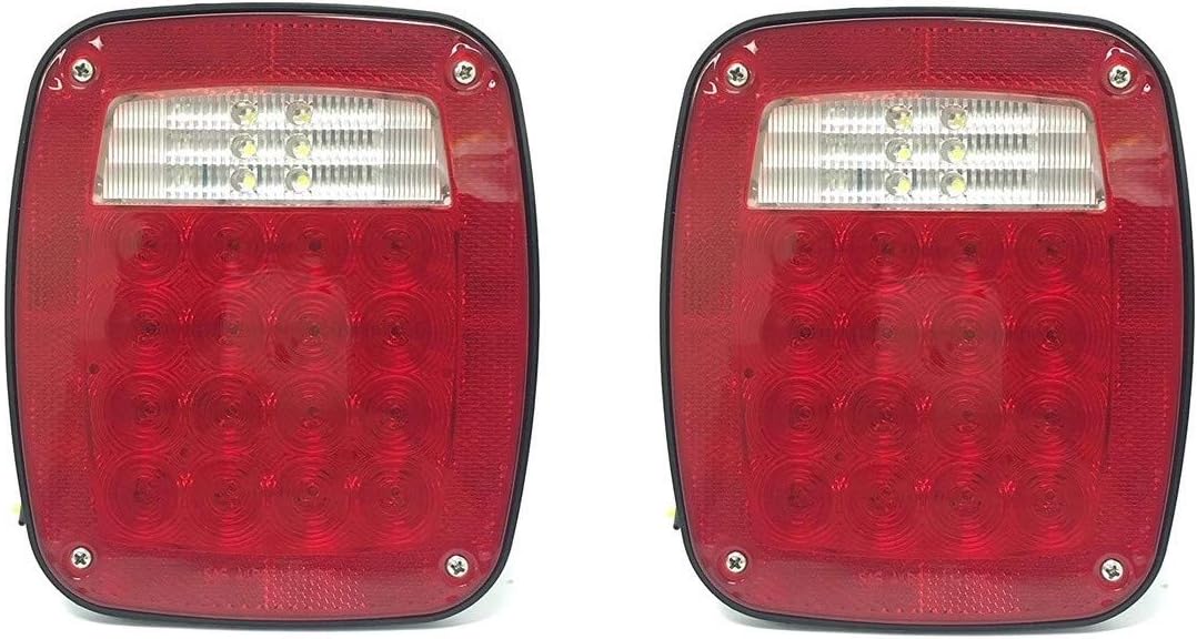 2PC LED Submersible Universal Combination Signal Tail Light Truck trailer light DOT-38 LED Brake Turn Stop License Back up Reverse Lights Rear,Stud Mounted Waterproof,