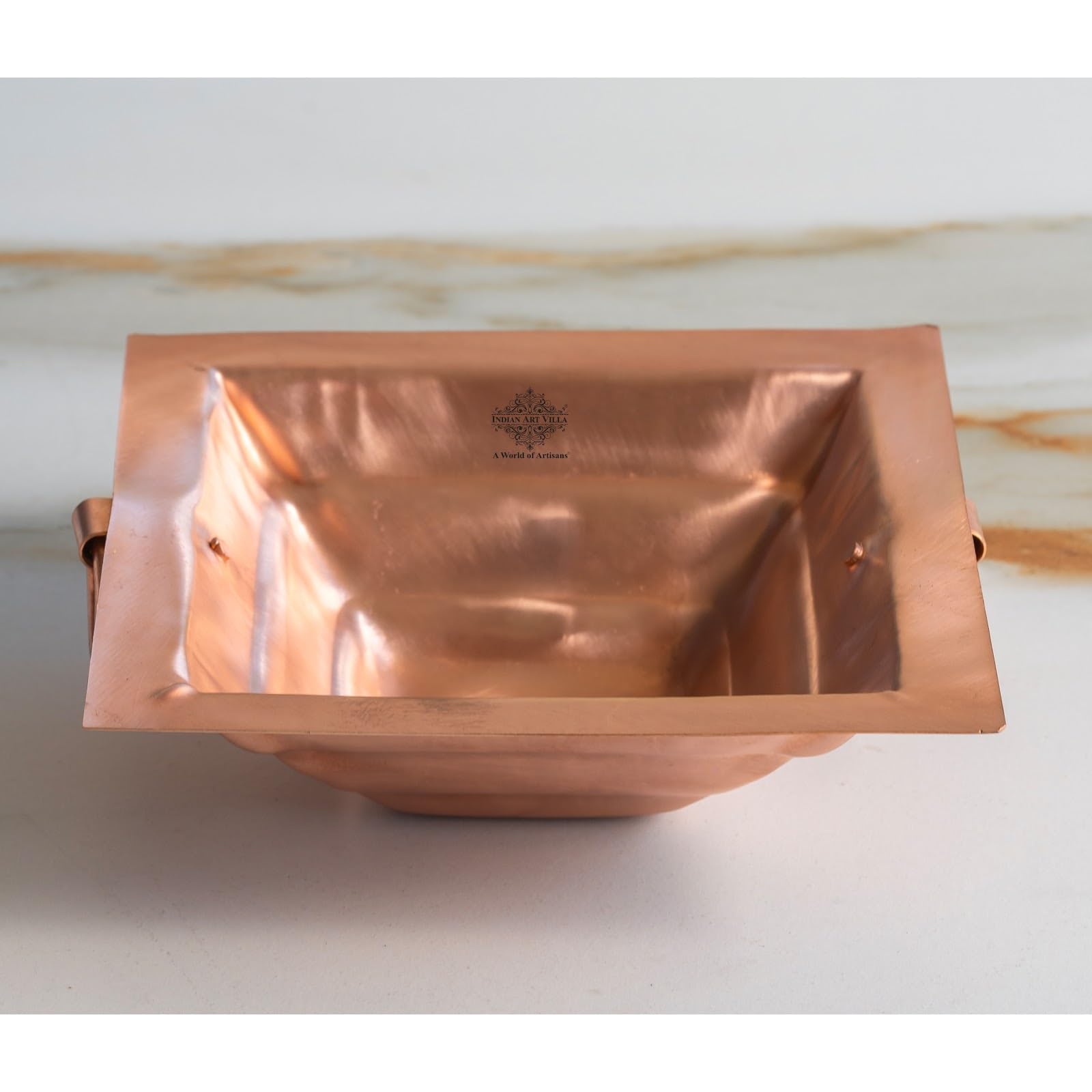 Indian Art Villa Copper Yagya Hawan Kund, Poojan Purpose, Indian Cultural Religious Item (9.1 Inch)