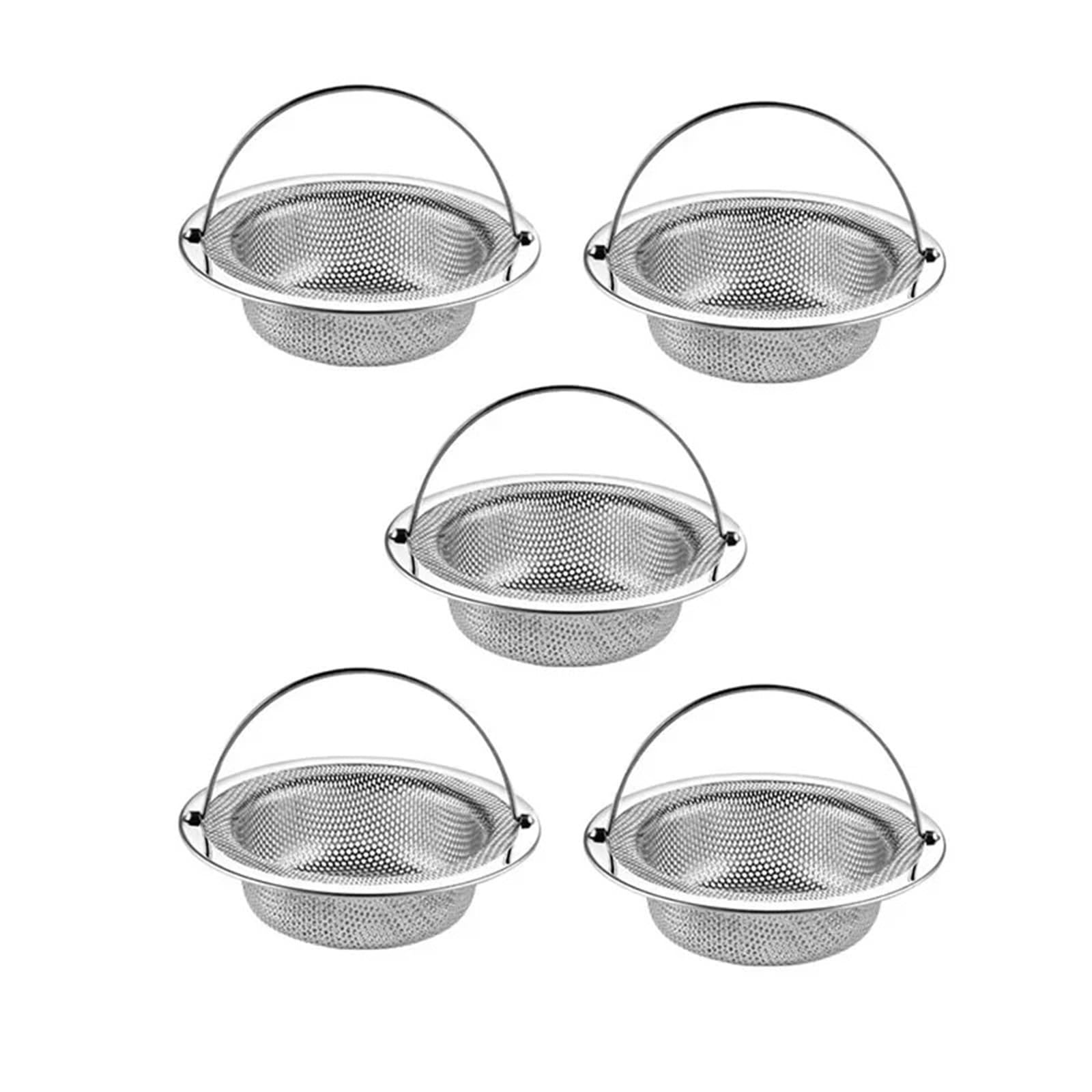 Stainless Steel Kitchen Sink Filter, Garbage Food Residue/Hair Catcher, Strainers for Wide 4.5 Inch Diameter for Kitchen(Color1-5pcs)