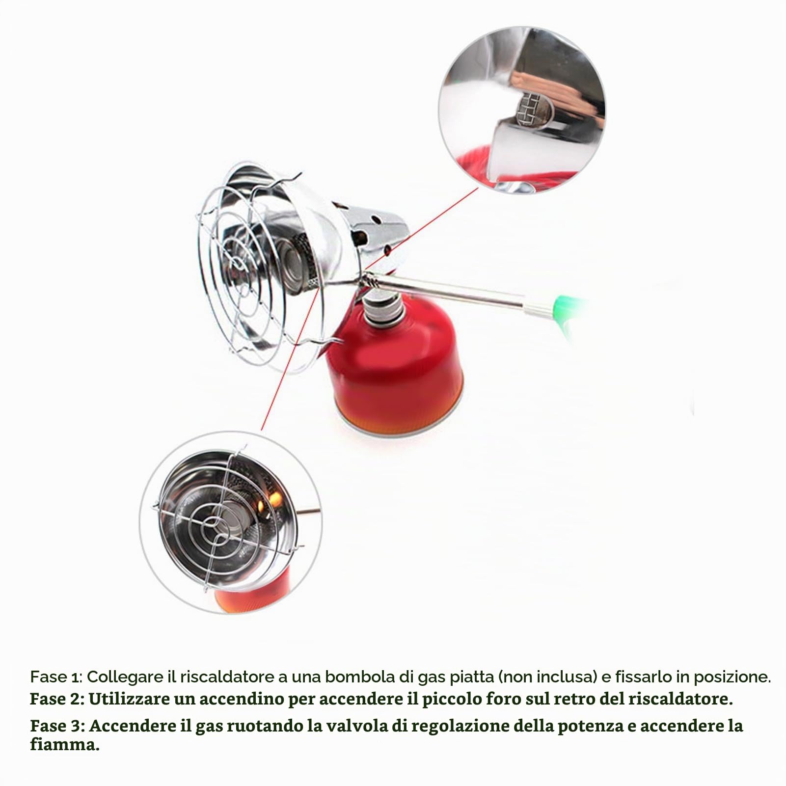 GLOGLOW Riscaldatore a Gas Portatile, Mini Riscaldatore con Potenza Regolabile, per Campeggio, Barbecue e Pesca