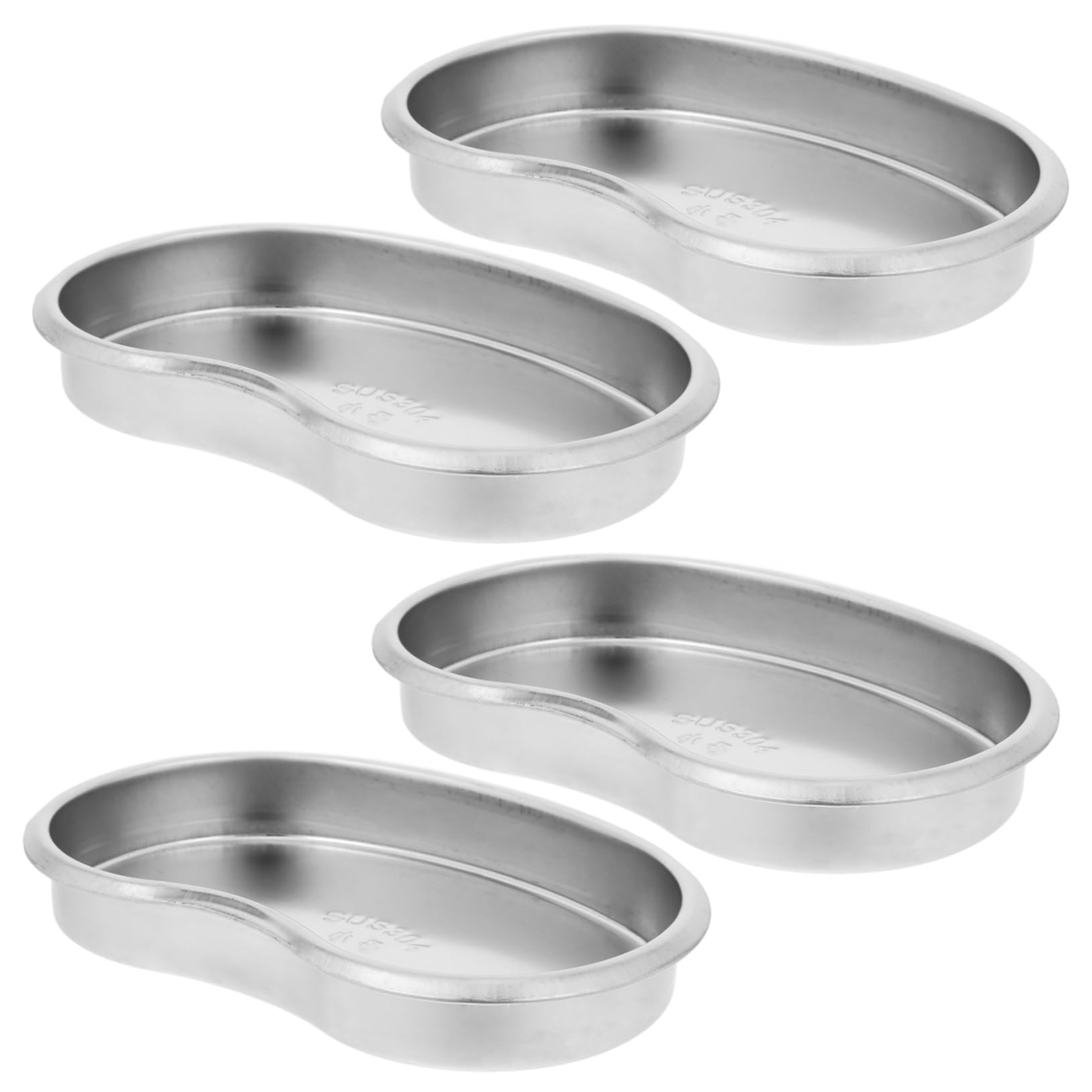 PACKOVE 304 Edelstahl Nierenschale 4 Stück Silber Oval Leicht zu Reinigen für Badezimmer und Alltagseinsatz