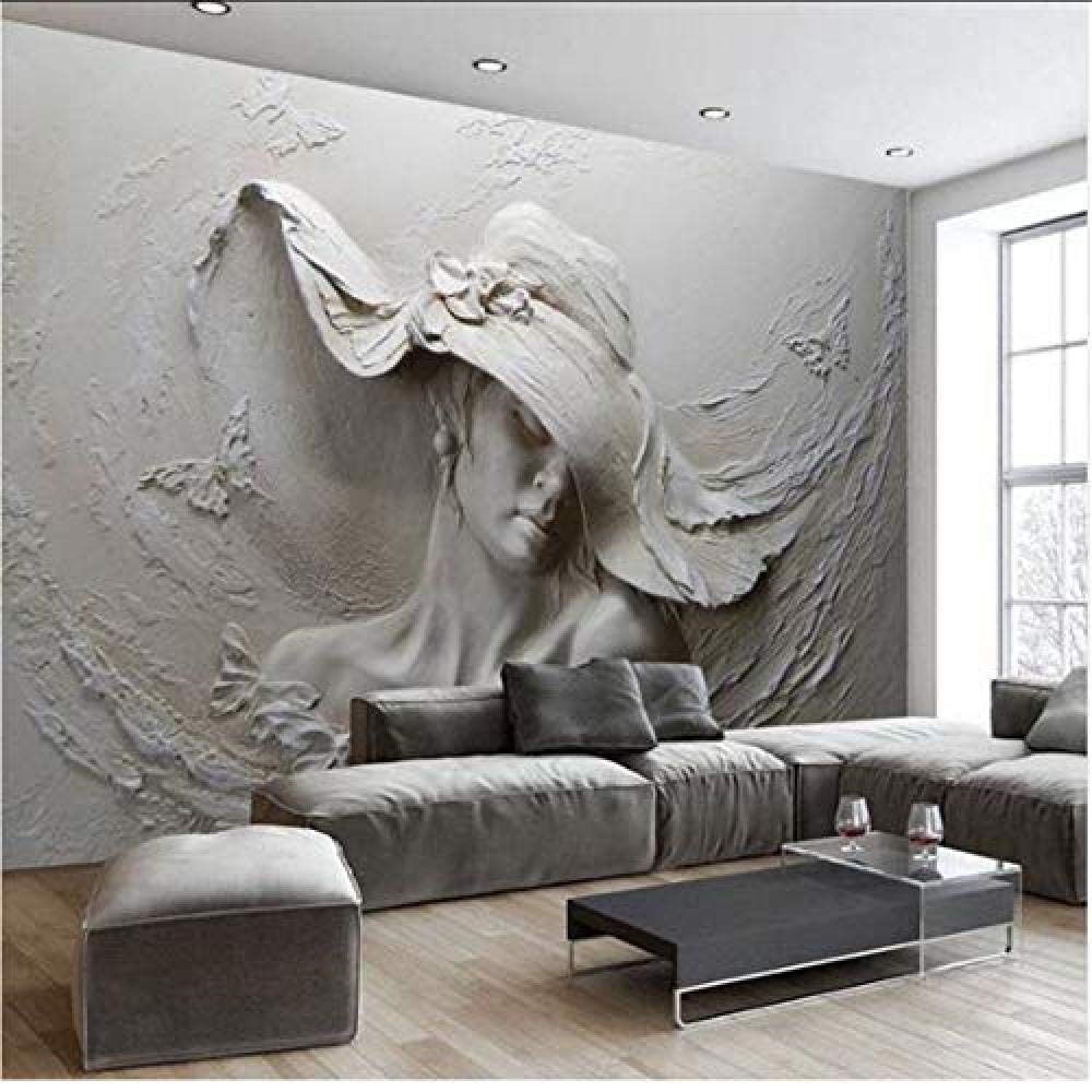 XHXI Carta da parati personalizzata 3D stereoscopico in rilievo grigio bellezza pittura a olio moderna arte astratt Carta da parati fotomurali poster murale Soggiorno camera letto sfondo-250cm×170cm