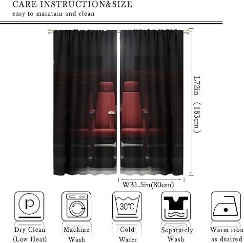 Miniatura 115 de Cortinas opacas para cine en casa, diseño retro moderno, tiras de película de palomitas de maíz para cámara de película, bolsillo para barra,