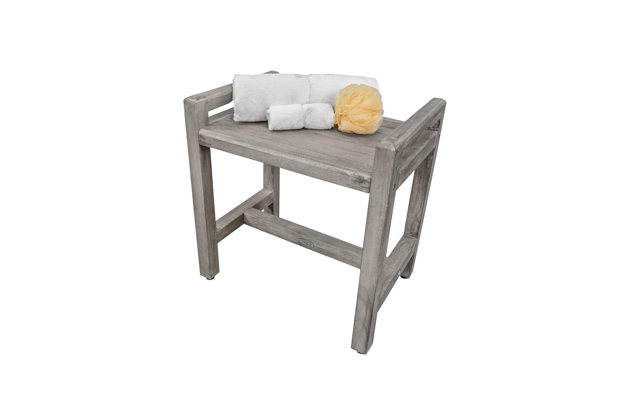 Cadeira De Banheiro De Teca Com Braços - Banco De Chuveiro 56cm Resistente à Água