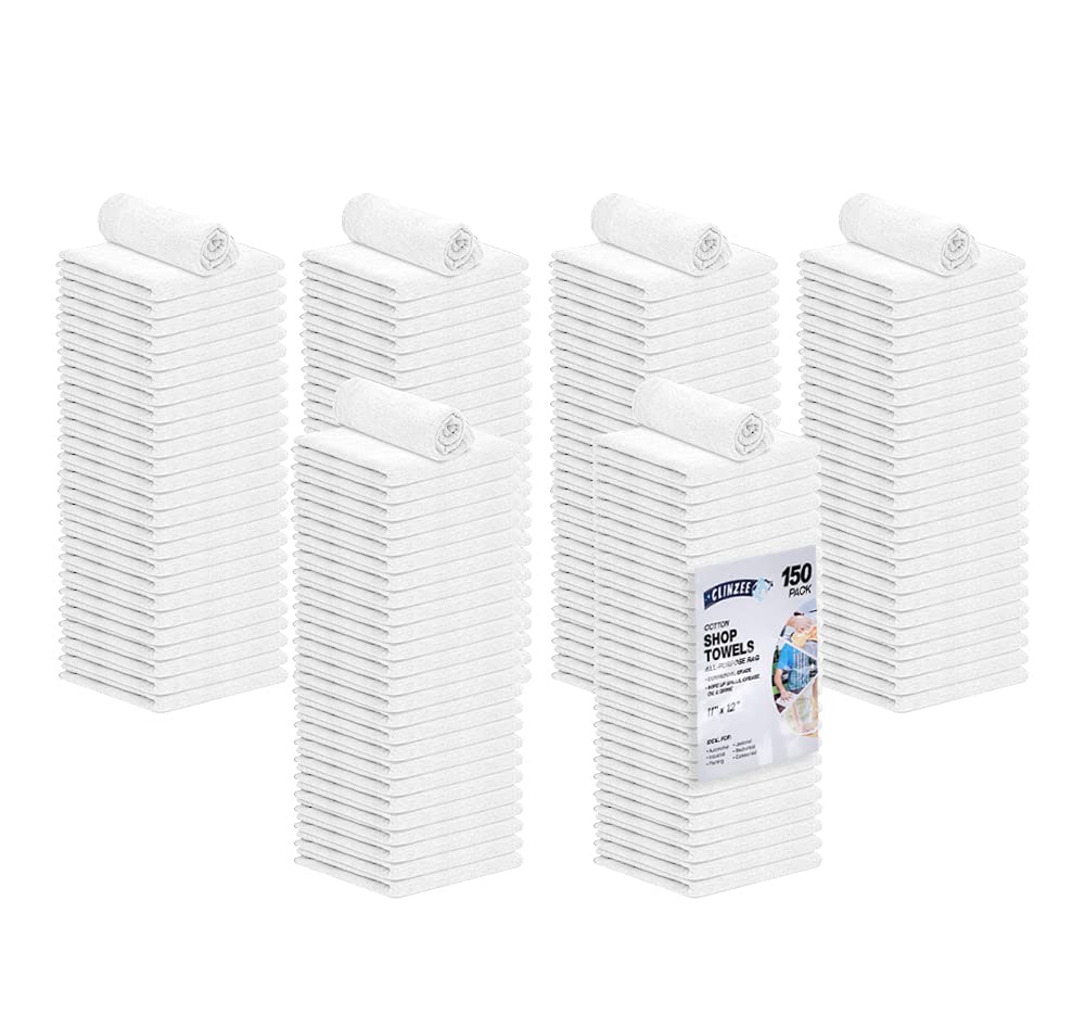 CLINZEE Cotton Natural Shop Towels, New & Unused Cleaning Rags Pack of