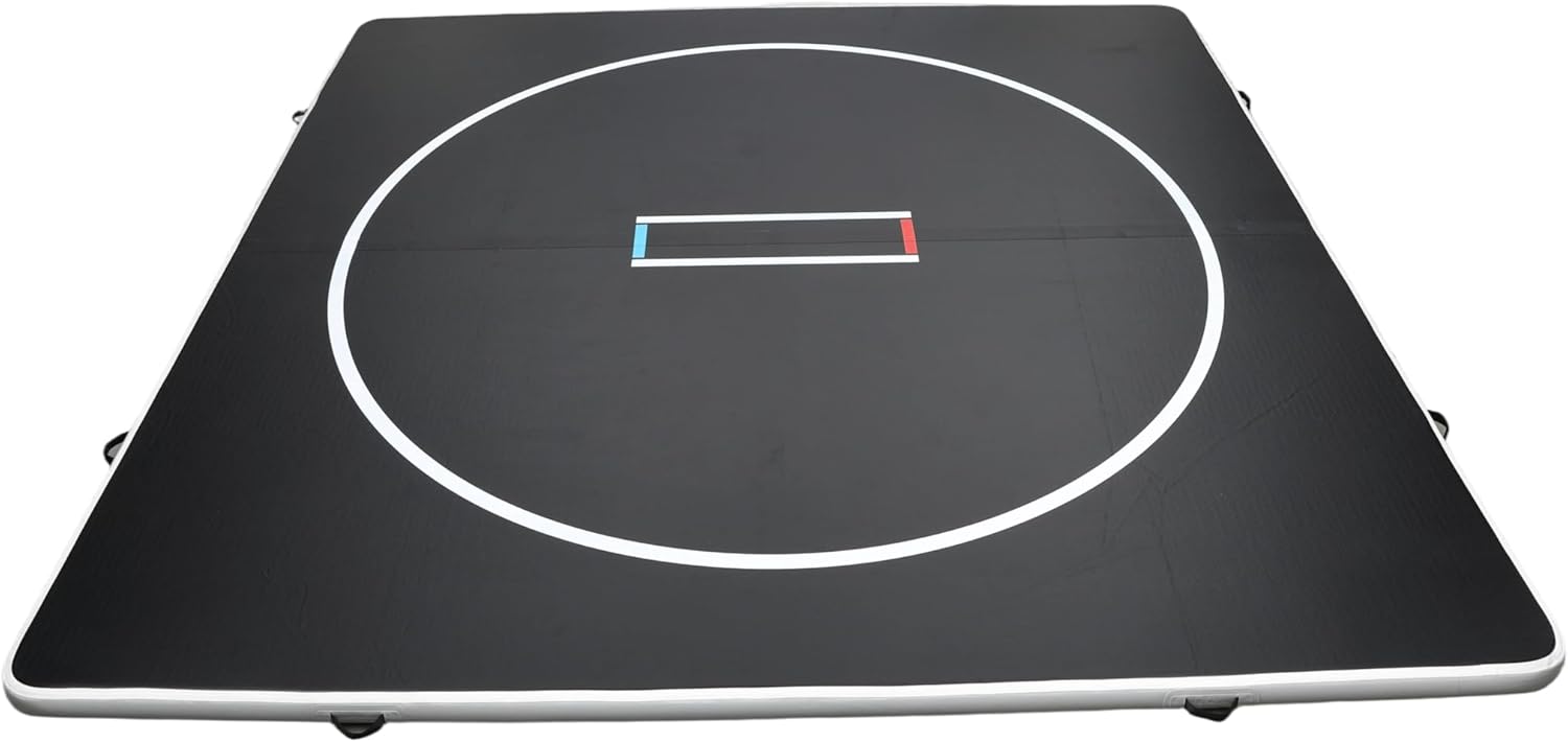 Inflatable Wrestling Mat 10x10 FT, PVC Portable Wrestling Mats for Home, 4" Thick Jiu Jitsu Mats with Circles for Wrestling, Martial Arts, Jitsu, BJJ, Boxing, MMA, Judo Indoor Outdoor Use