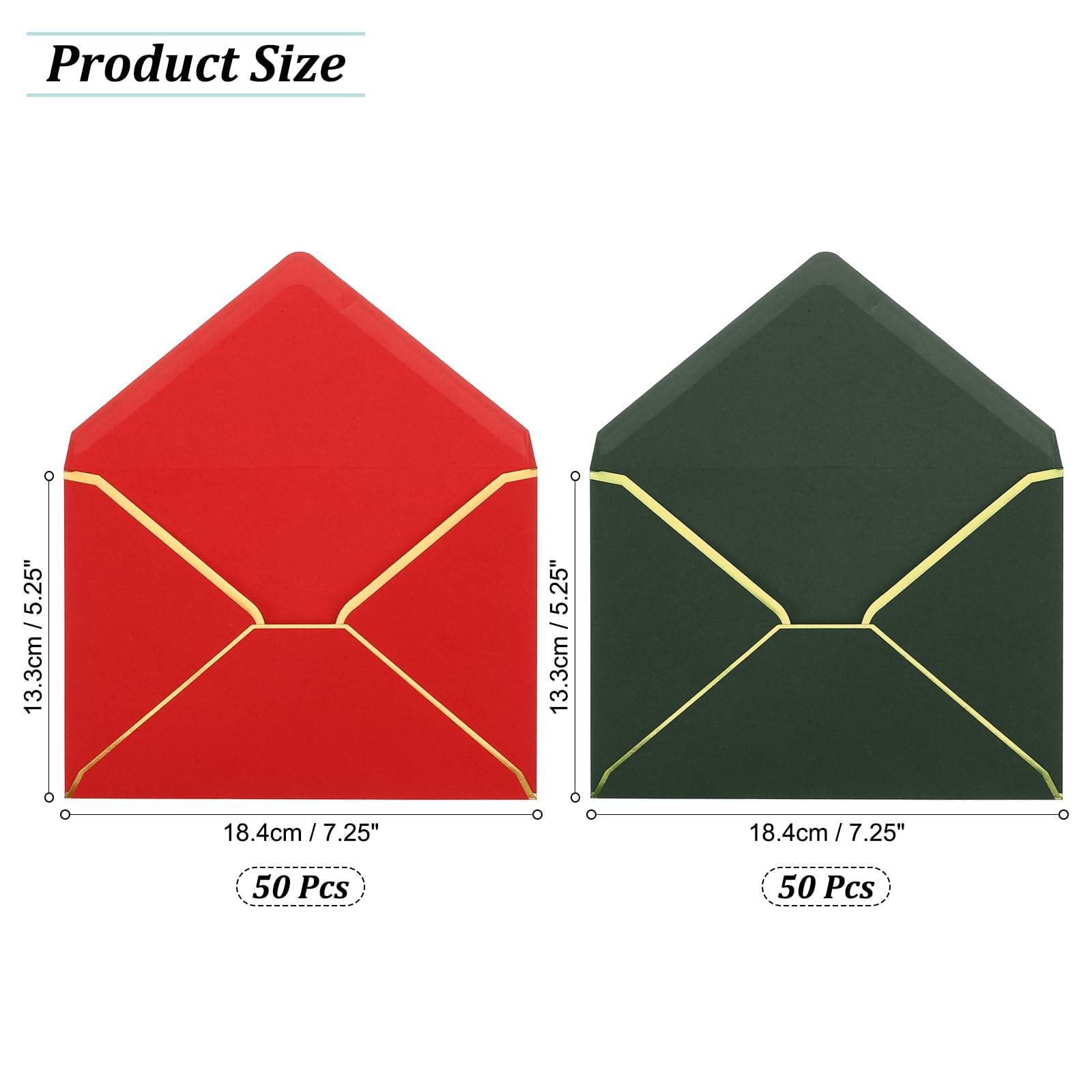 PATIKIL 100 Pack A7 Christmas Envelopes with Gold Border Envelopes for A7 Cards V Flap Envelopes for Office Wedding Gift Cards Invitations - Image 2