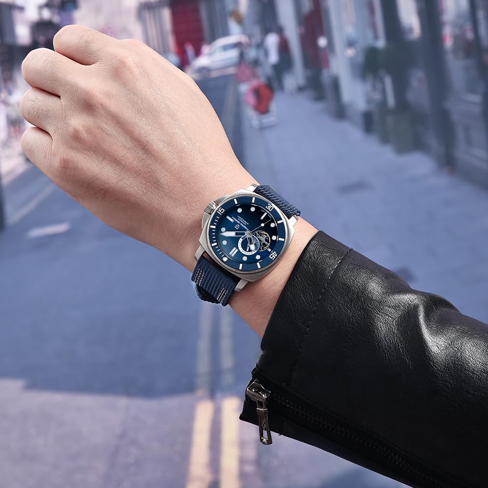 Pagani Design Uomo Orologio Automatico Tourbillon Scheletro Moda Orologi da Polso Analogici NH39 Movimento 200M Impermeabile Cinturino Nylon Luminoso