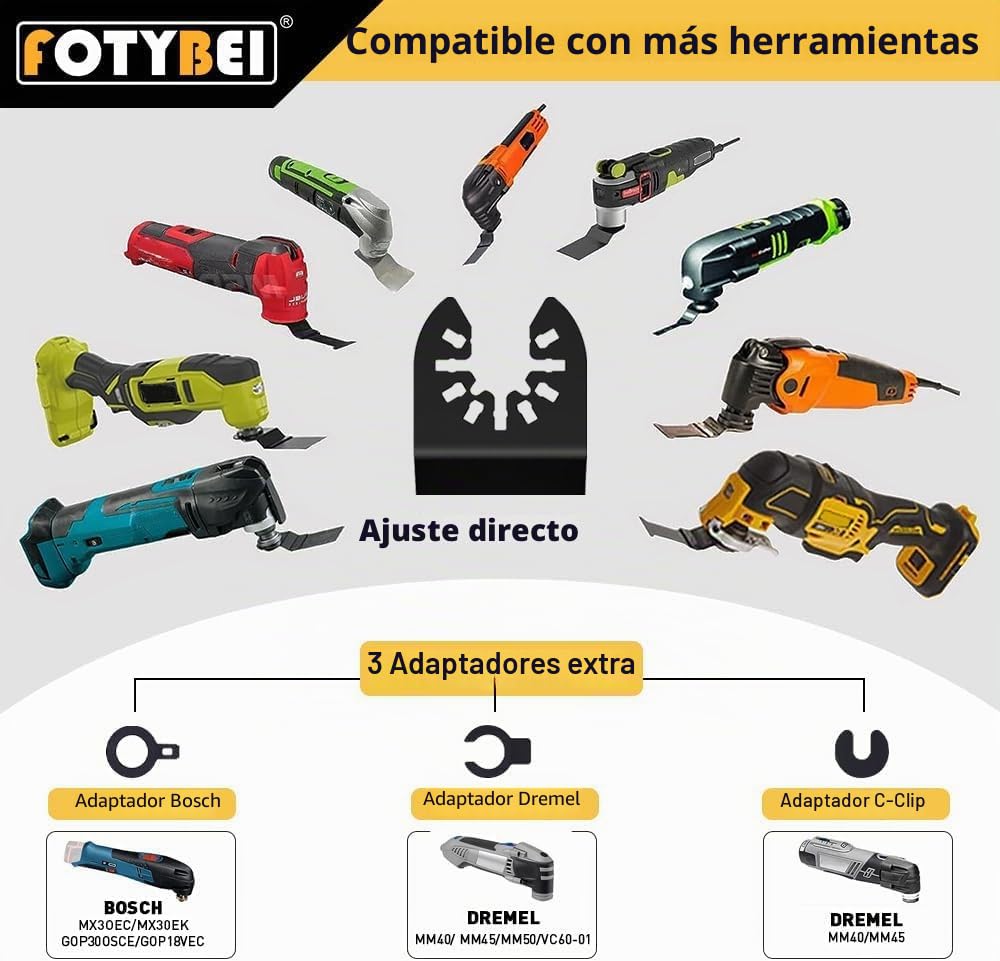 Hojas de Sierra Oscilante de Titanio, 5 Piezas Cuchillas Multiherramienta Oscilante Accesorios para Madera Plástico Metal, Compatible con Dewalt Makita Parkside Black&Decker y más