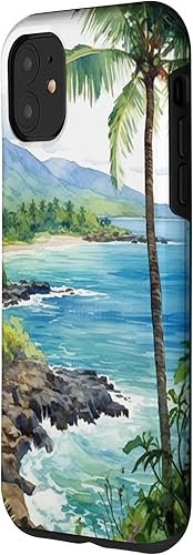 Miniatura 2 de Funda estética para iPhone 11 Tropical Hawaii Forest Beach Ocean Art