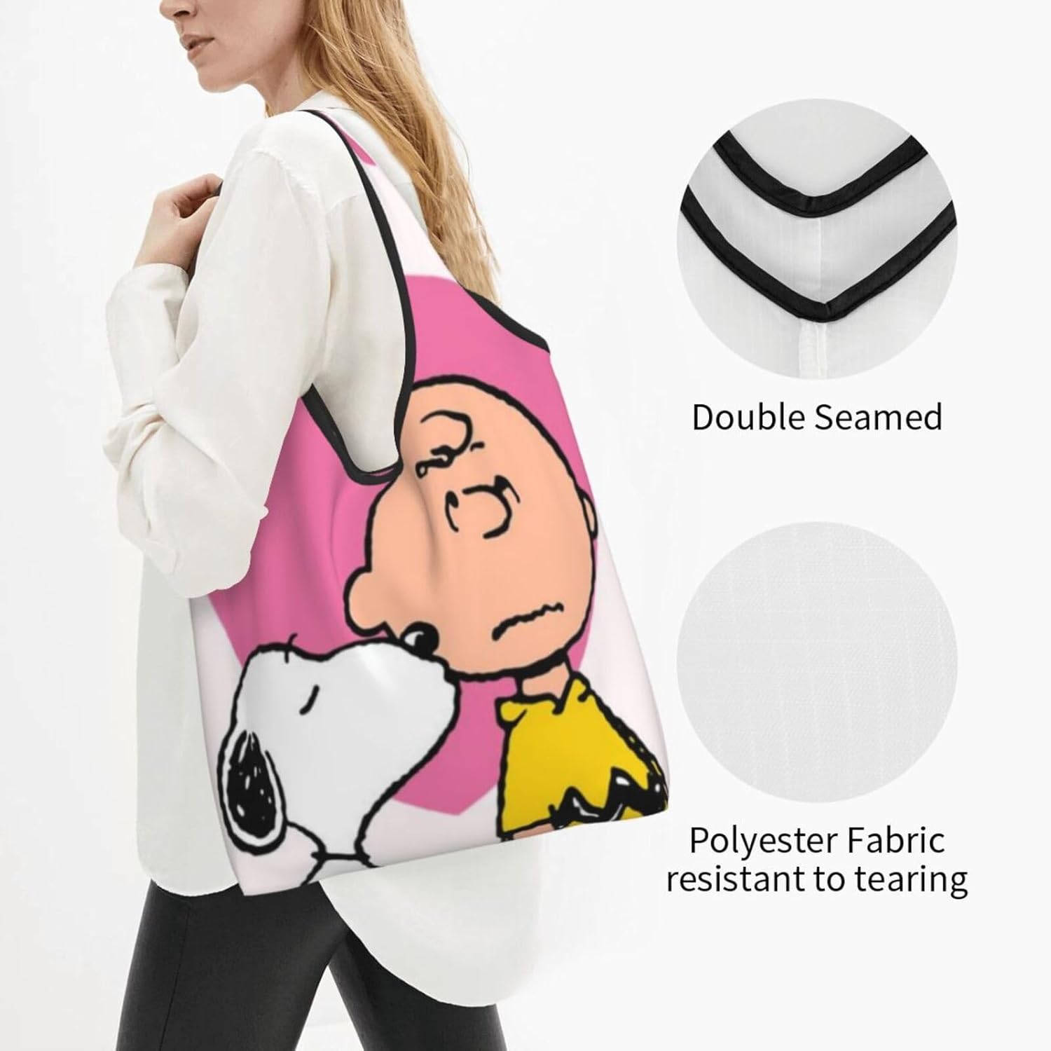 [Mineye] スヌーピー エコバッグ ショッピングバッグ 大容量 ポーチ付き 折りたたみ コンパクト収納 おしゃれ ギフト ショ