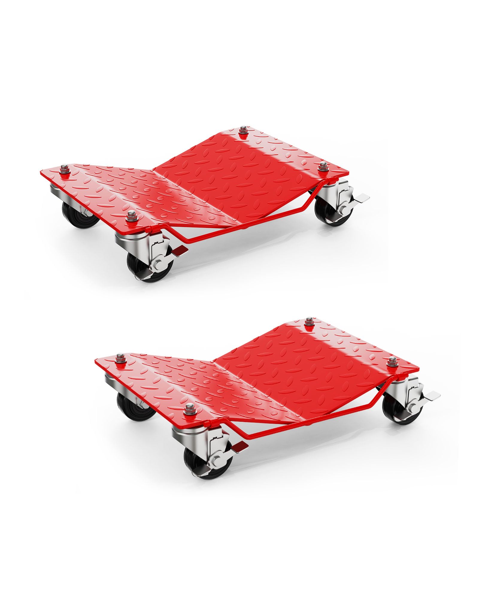 Garvee Carrello per ruote auto, capacità 1 kg, resistente, con freni, per traslochi di auto, camion, rimorchi e moto, rosso