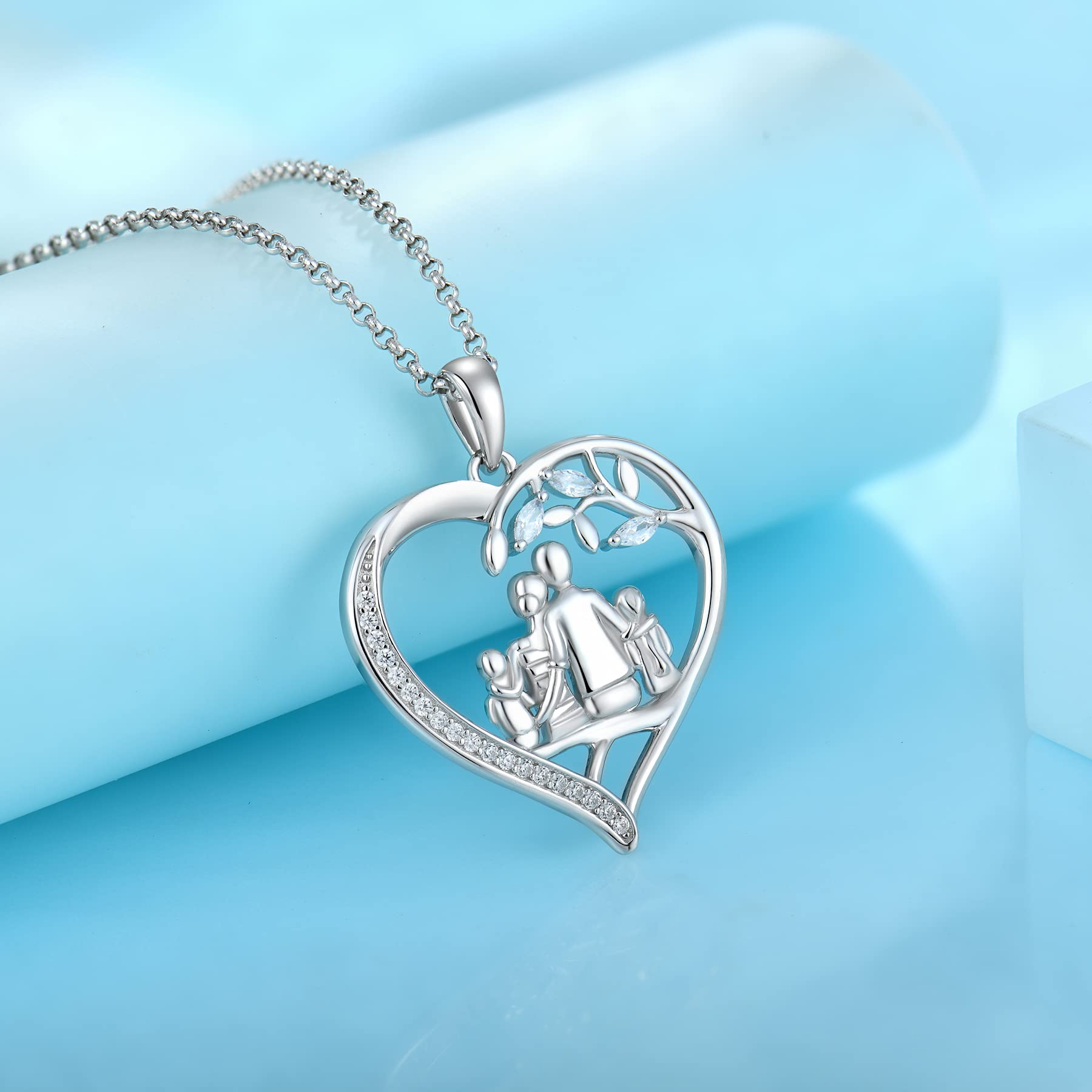 JO WISDOM Collar Familiar Albero della vita Plata de ley 925 Mujer,Colgante con Cadena Madre Hija Papá Hijo con 3A Circonia