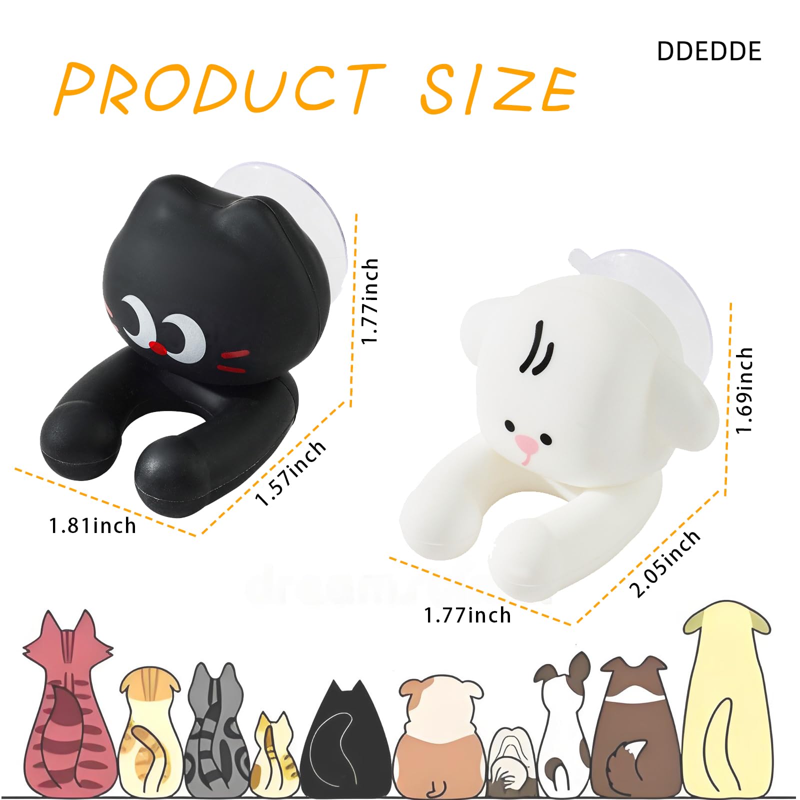 2 soportes para cepillos de dientes de baño para niños, soporte de silicona con ventosa para cepillo de dientes, bonito diseño de gato y perro, perfecto para niños y familias
