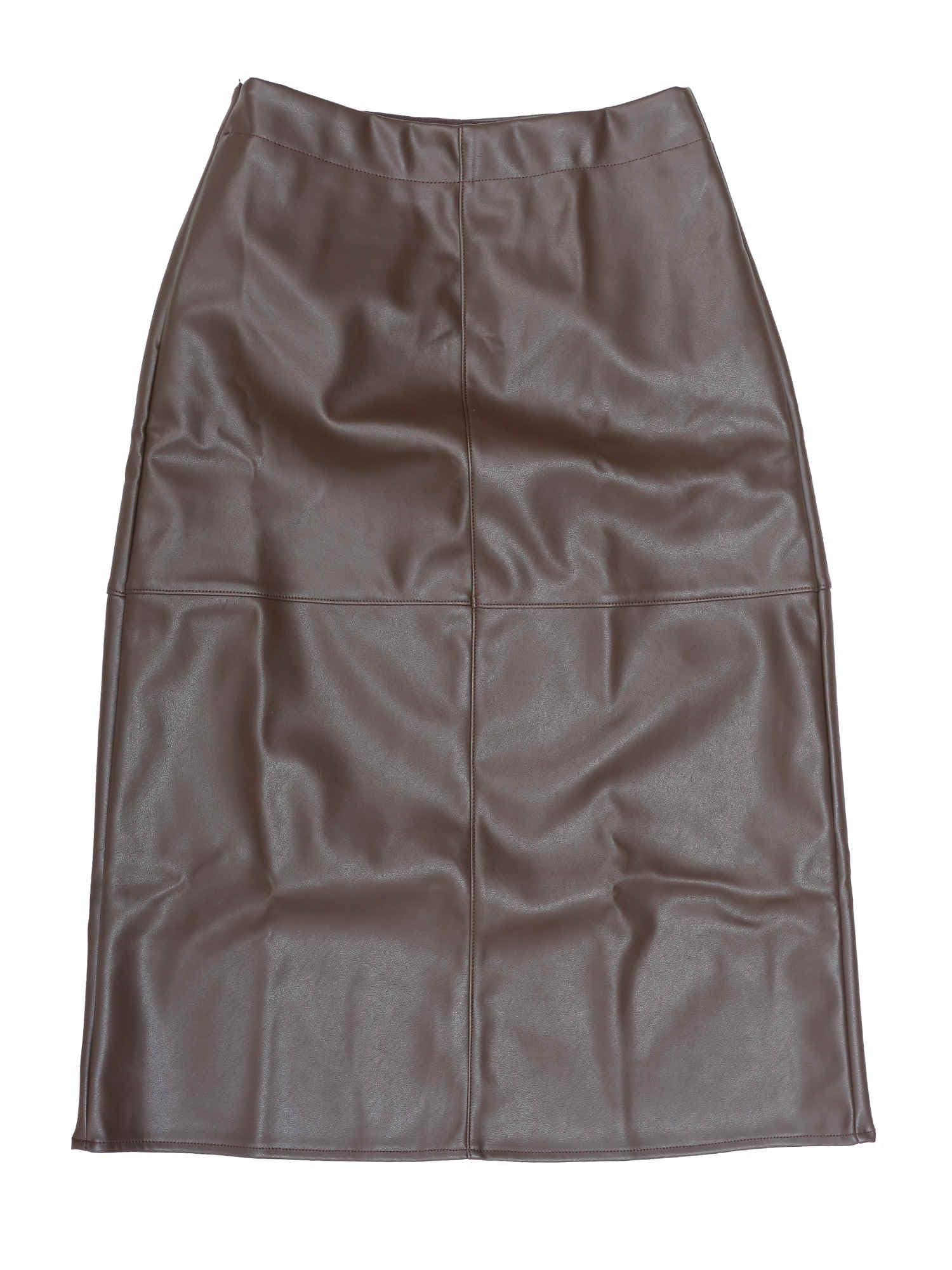 Womens Faux Leather Skirt PU High Waist Business Casual Knee Length Skirts