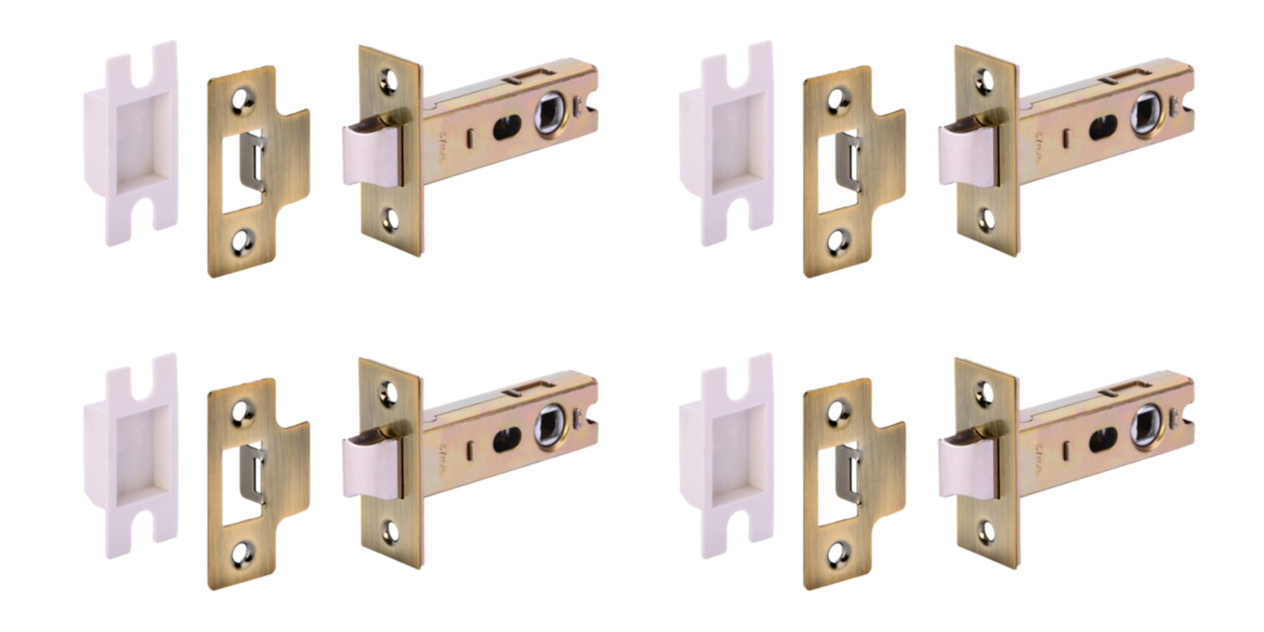 Hunta Antique Bronze Handlezone® 4 Pack 76Mm / 3 Inch Premium Tubular Mortice Latch, Catch For Internal Timber Doors - 57Mm Backset