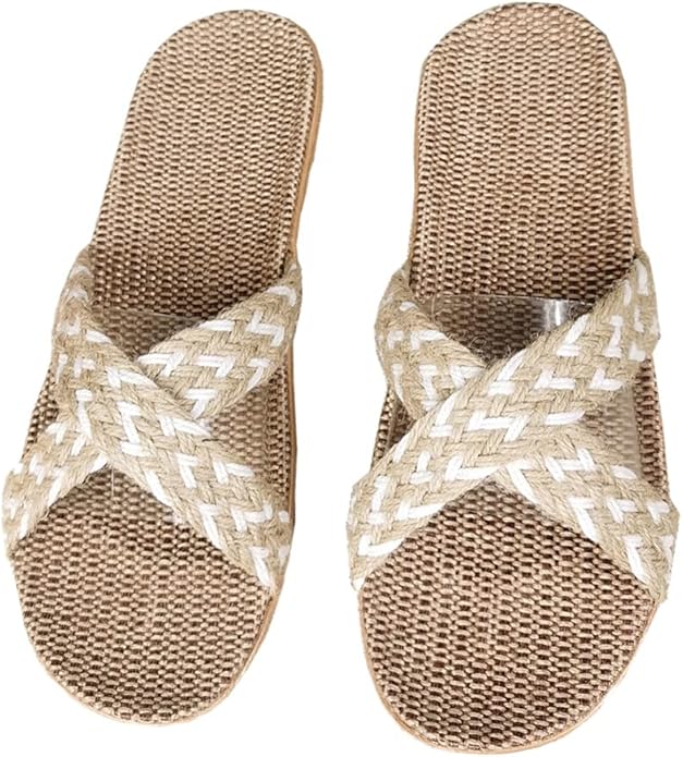 Holibanna Women Summer Linen Straw Flip Flops Slipper Bohemia Style