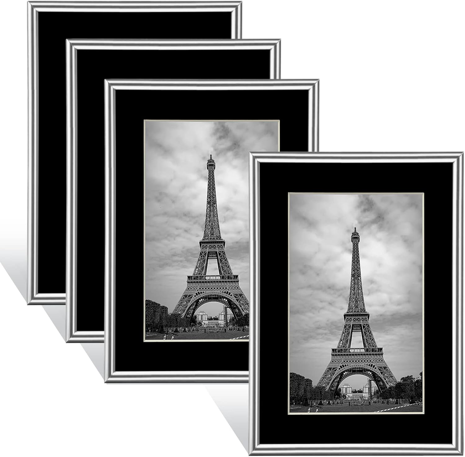 Buy 6x8 Picture Frame silver Brushed Thin Modern Metal Set of 4