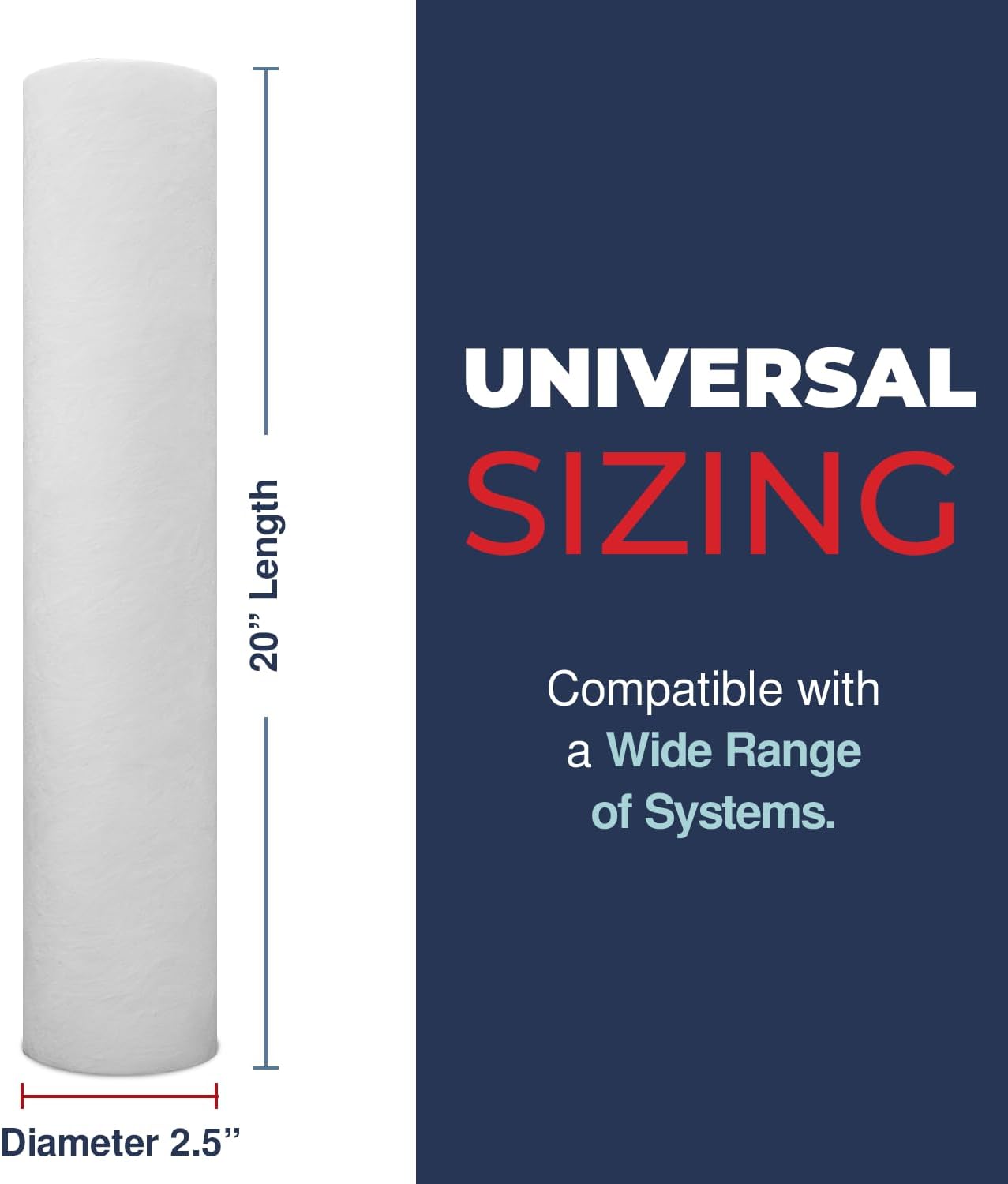 20 Micron 20 Inch x 2.5 Inch, 4-Pack Spun Polypropylene Whole House Sediment Water Filter Replacement Cartridge, Compatible with Pentek P20-20, Purtrex PX20-20, Made in USA