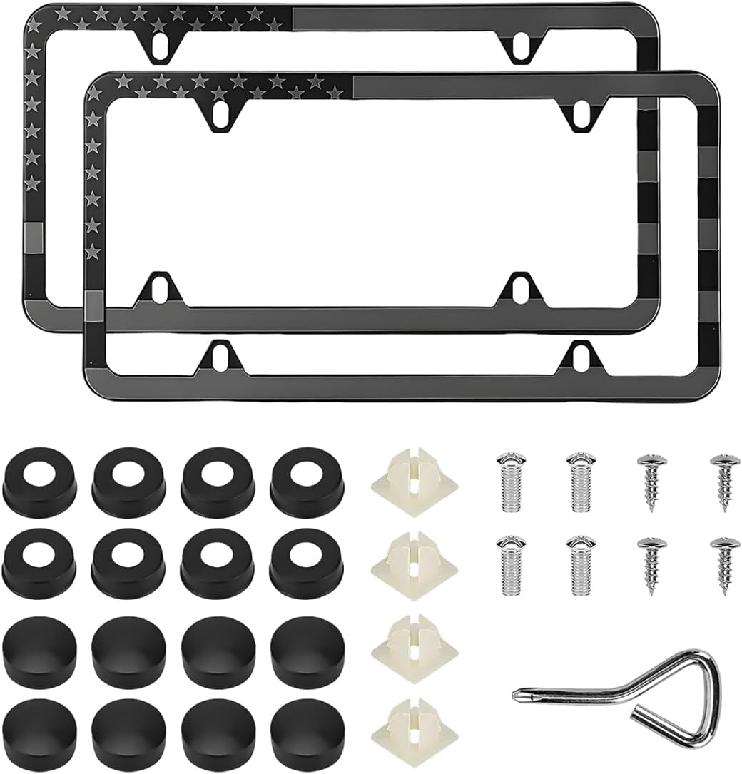 Amazon.com: Wevdn 2 PCS American Flag License Plate Frames, Front Rear ...