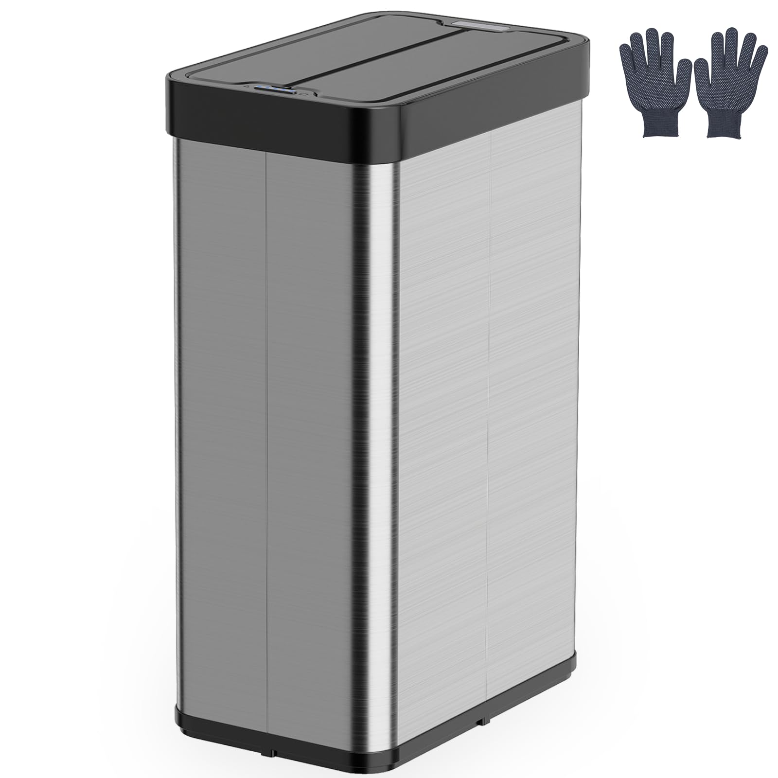 TANGZON 50L/60L Automatic Sensor Kitchen Bin, 3-Layered Stainless Steel Touchless Infrared Motion Waste Bin with Soft Closure Lid, Fingerprint-Proof Smart Trash Can Dustbin for Home (60L, Silver)