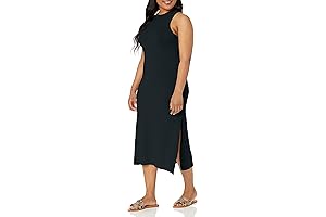 The Drop Women's Gabriela High Neck Cut-in A-line Side-Slit Maxi Sweater Dress
