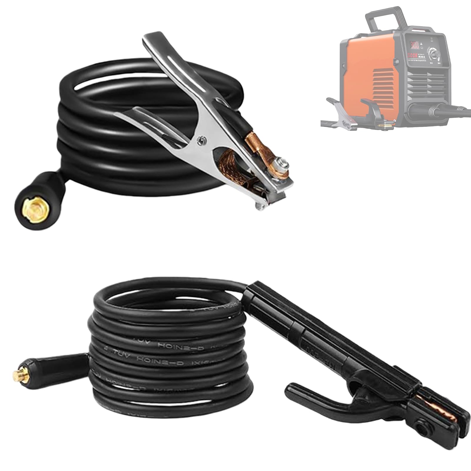 Portaelettrodi per saldatura 16mm²2,8+1,2m con cavo, morsetto di messa a terra per saldatura con cavo, efficiente per lavori di saldatura per saldatrice da 160 a 250A