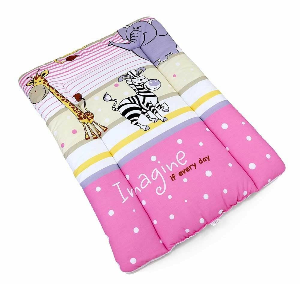 BABYMAM Baby Changing Mat 100% Cotton Padded Soft Nursery for Unit (Safari Pink)