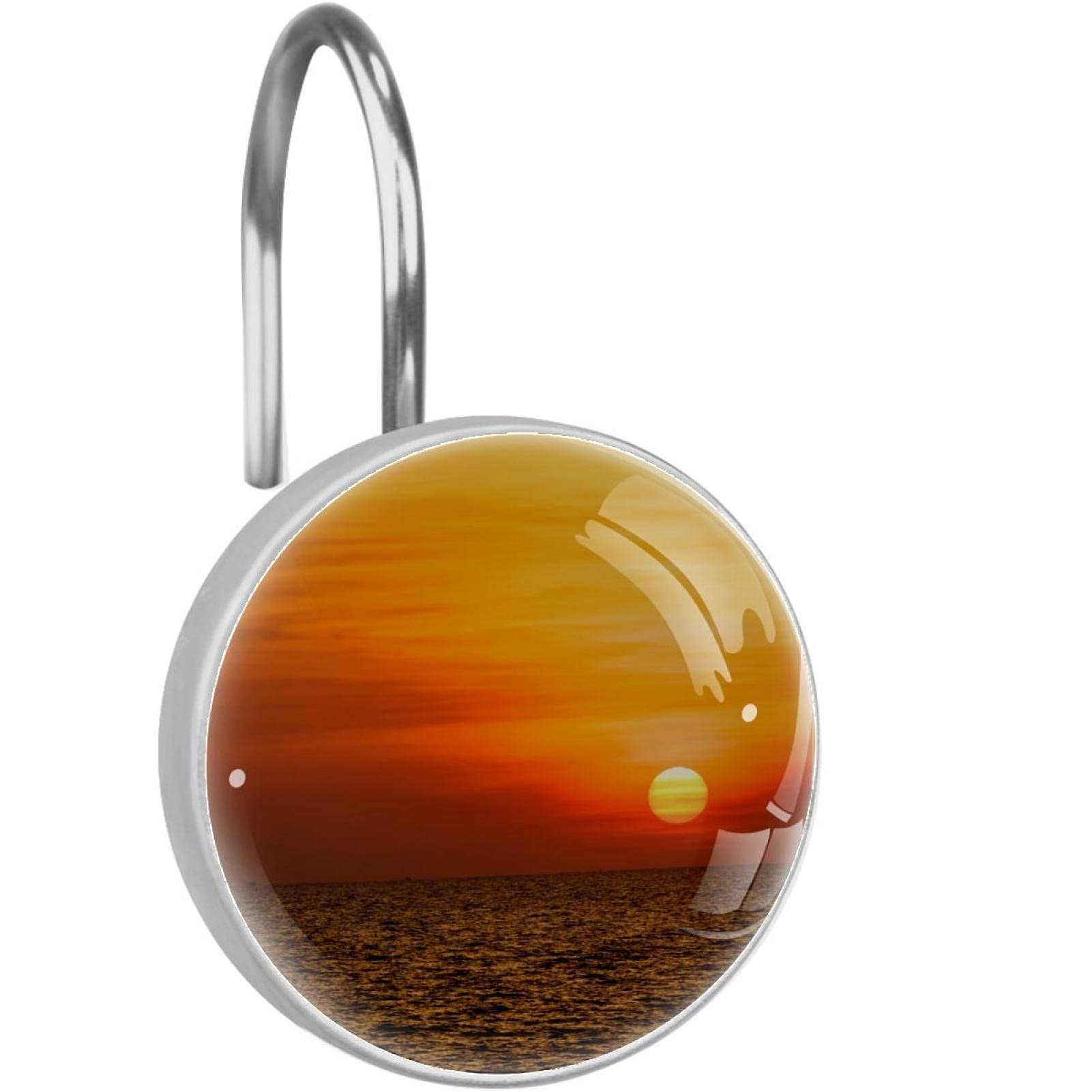 Crochets de rideau de douche anti-rouille : 12 anneaux en acier inoxydable Sunset