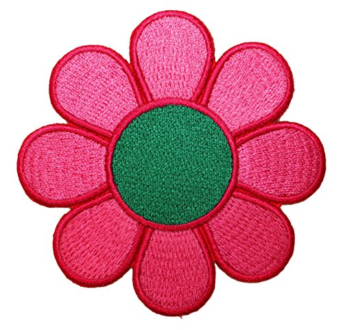 Hippie Purple Green Daisy Flower Iron On Patch