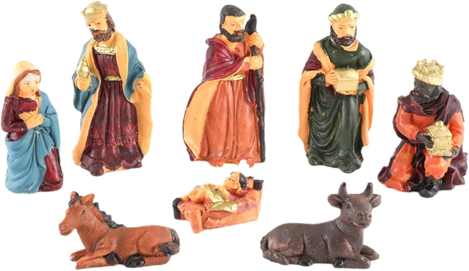 Nativity Figurine Set 8X Resin Christmas Desktop Ornaments Nativity
