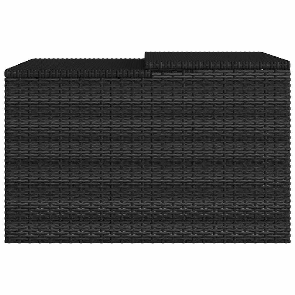 Garaje para robot cortacésped negro de poliratán con marco de acero recubierto de polvo, 86 x 90 x 52/57 cm, resistente a la intemperie y a los rayos UV, con funda protectora para