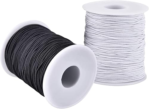 Cuerda elástica para pulseras, 2 rollos de 0.039 pulgadas (0.039in), resistente cordón elástico para hacer joyas, collares, cuentas