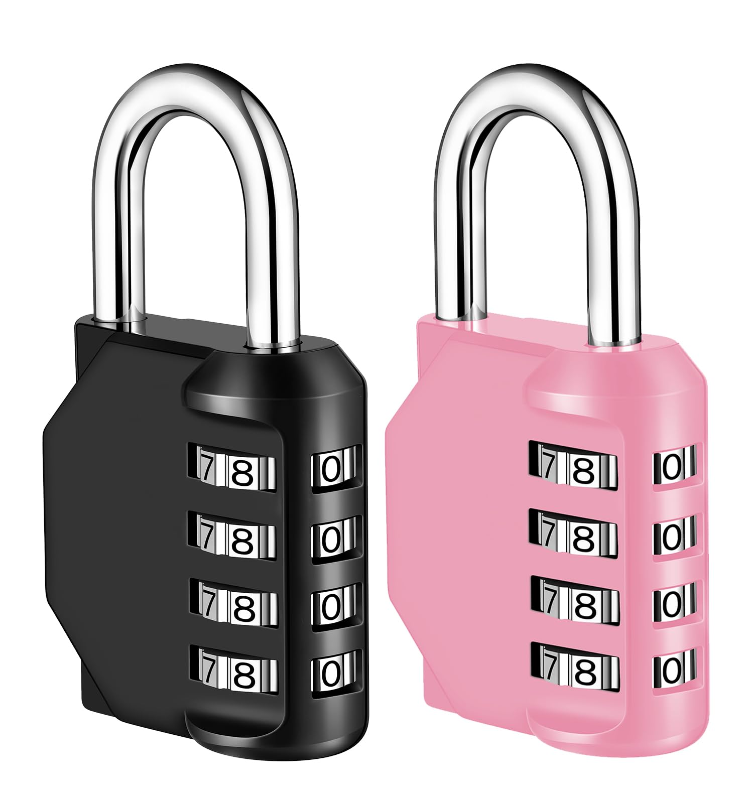 NAGE Padlocks with Code 4 Digit, Combination Padlock (2P, Black&Pink)