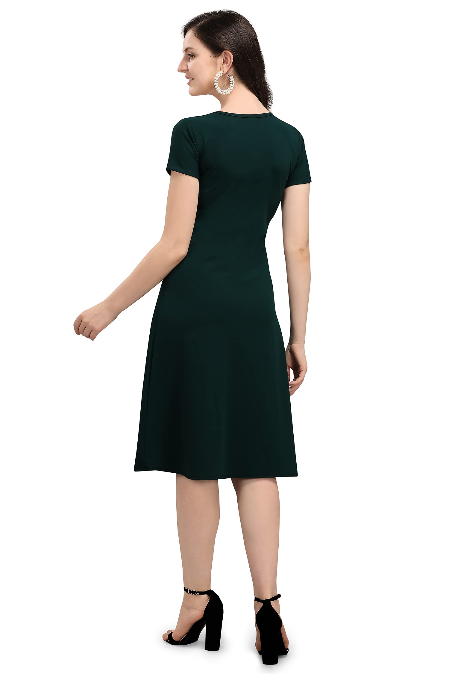 Purvaja Womens Fit & Flare Dress(Lucy-059-Lo-Gn_Olive-Green_X-Large)