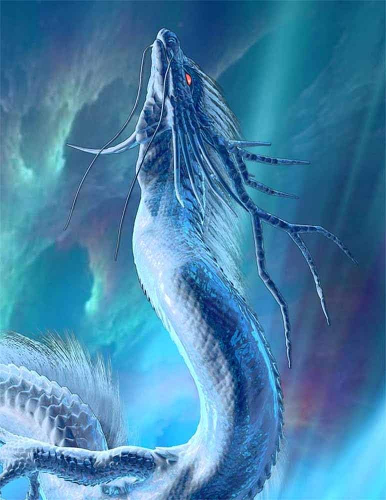 Amazon.co.jp: 龍の絵 「青龍1、明るめ」A4 竜の絵 : ホーム＆キッチン