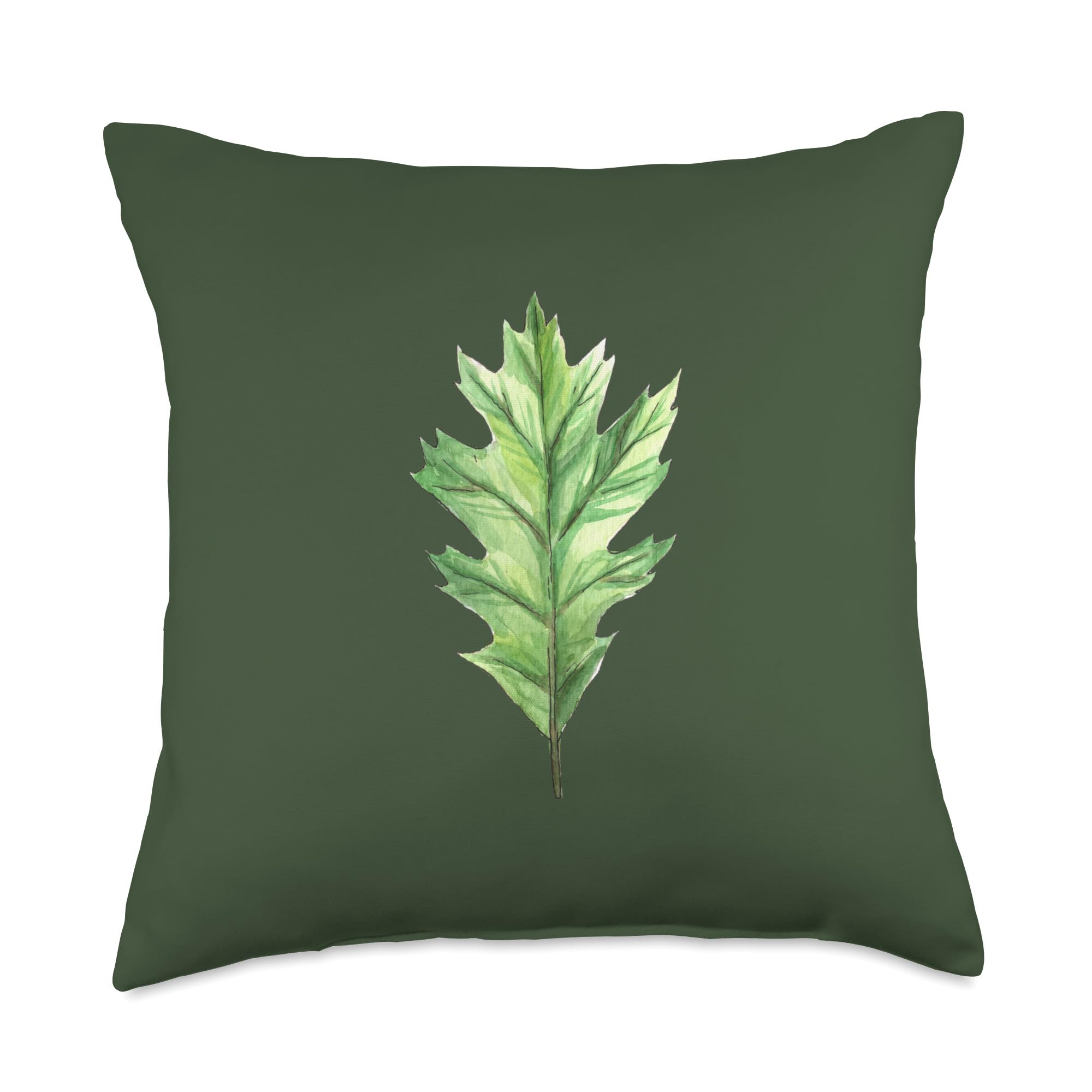 Watercolour Oak Leaf Throw Pillow, 18x18, Multicolor