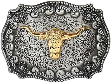 HUABOLA CALYN Long Horn Bull Western Belt Buckle