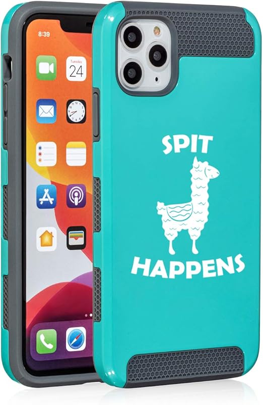 Amazon Com Shockproof Impact Hard Soft Case Cover For Apple Iphone Spit Happens Funny Llama Black For Apple Iphone 11