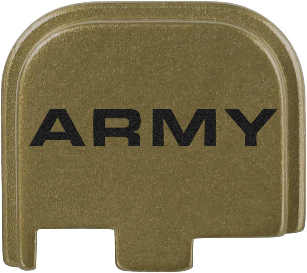 NDZ Performance Slide Cover Back Plate for Glock 43 43X 48 & PSA Dagger Micro – Aluminum Upgrade with Black Engraving – Army Text – Olive Drab Green