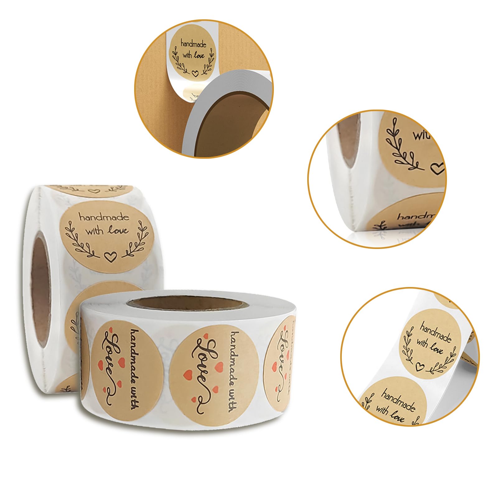 2000 Pezzi Etichette adesive per Barattoli, Adesivi per Etichette in Carta Kraft, 2.5cm Rotonde Etichette Autoadesive, Etichette per Barattoli di Vetro, Vino, Dispensa, Casa e Ufficio