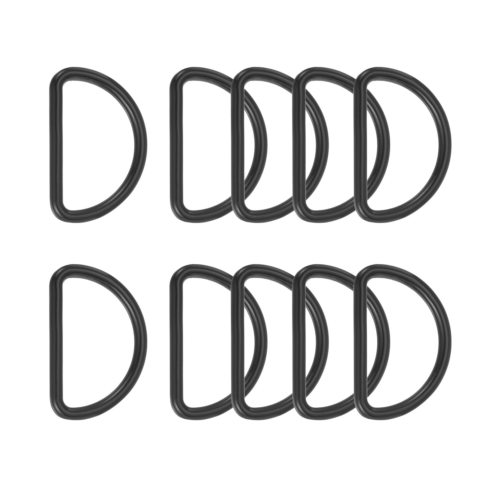 PATIKIL Metal D Ring, (1-3/8", Matte Black)(10 Pcs), Heavy Duty Welded Solid D Rings Metal D Buckle, Suit for Bags/Backpack/Wallets/Leather/Straps/Webbing/Pet Collars/Hardware Assorted